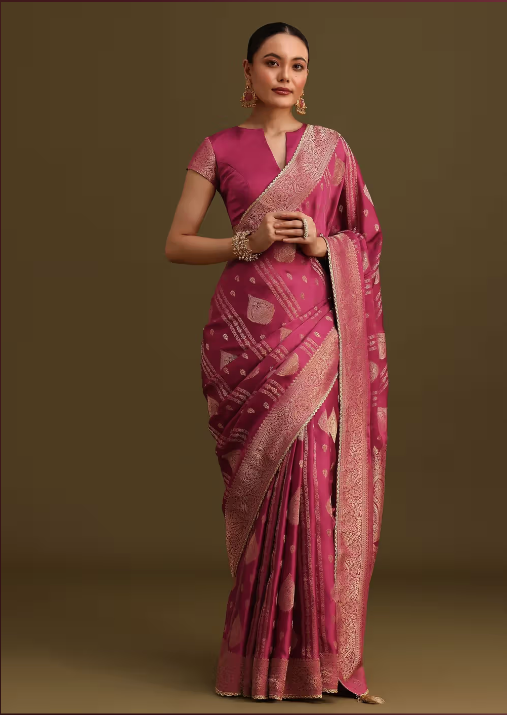 Pista Green Kanjivaram Silk Saree folded view showing pallu and border detail