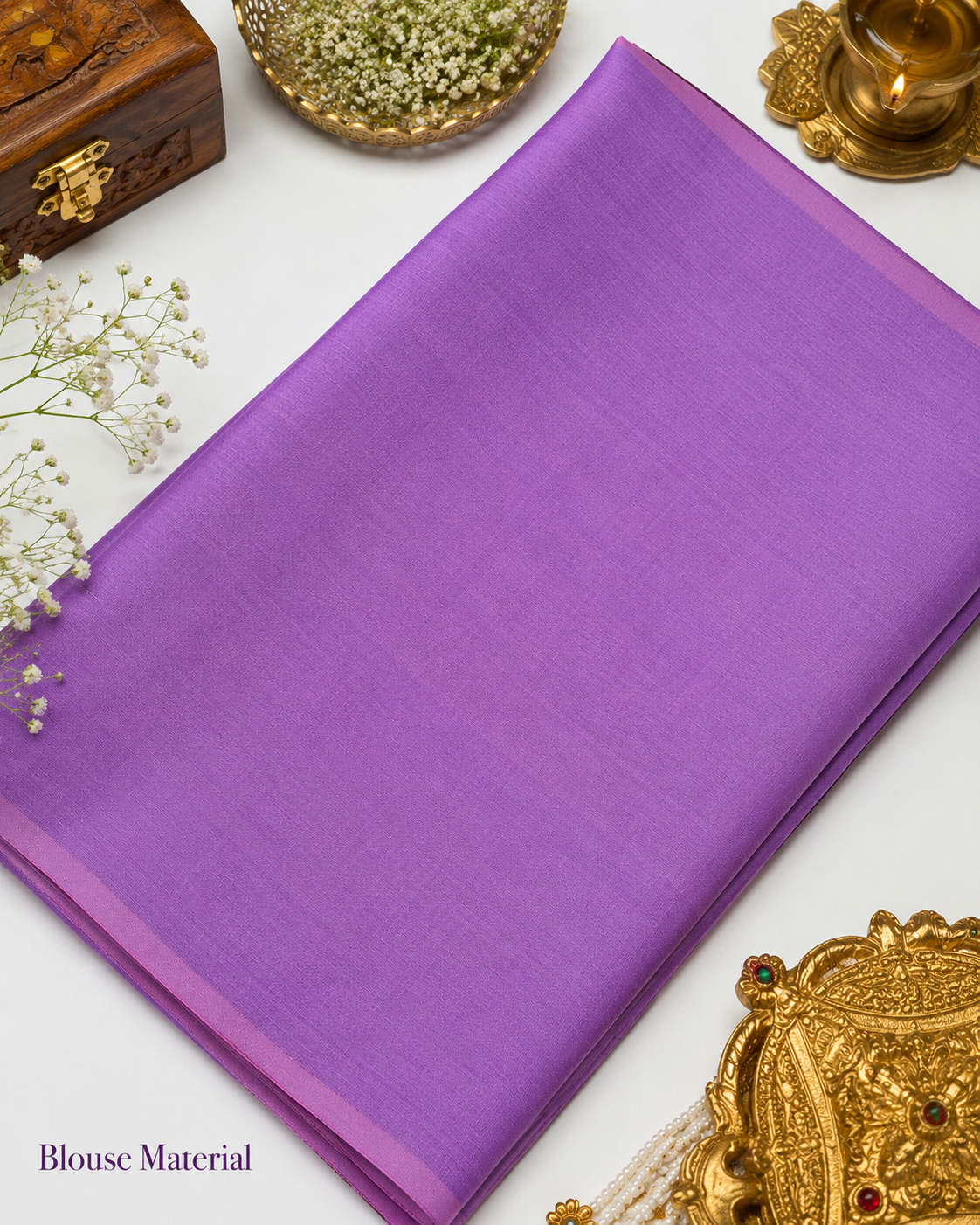 Lavender Kanjivaram pure silk saree with gold zari — close-up detail 3 — Vasthara Boutique
