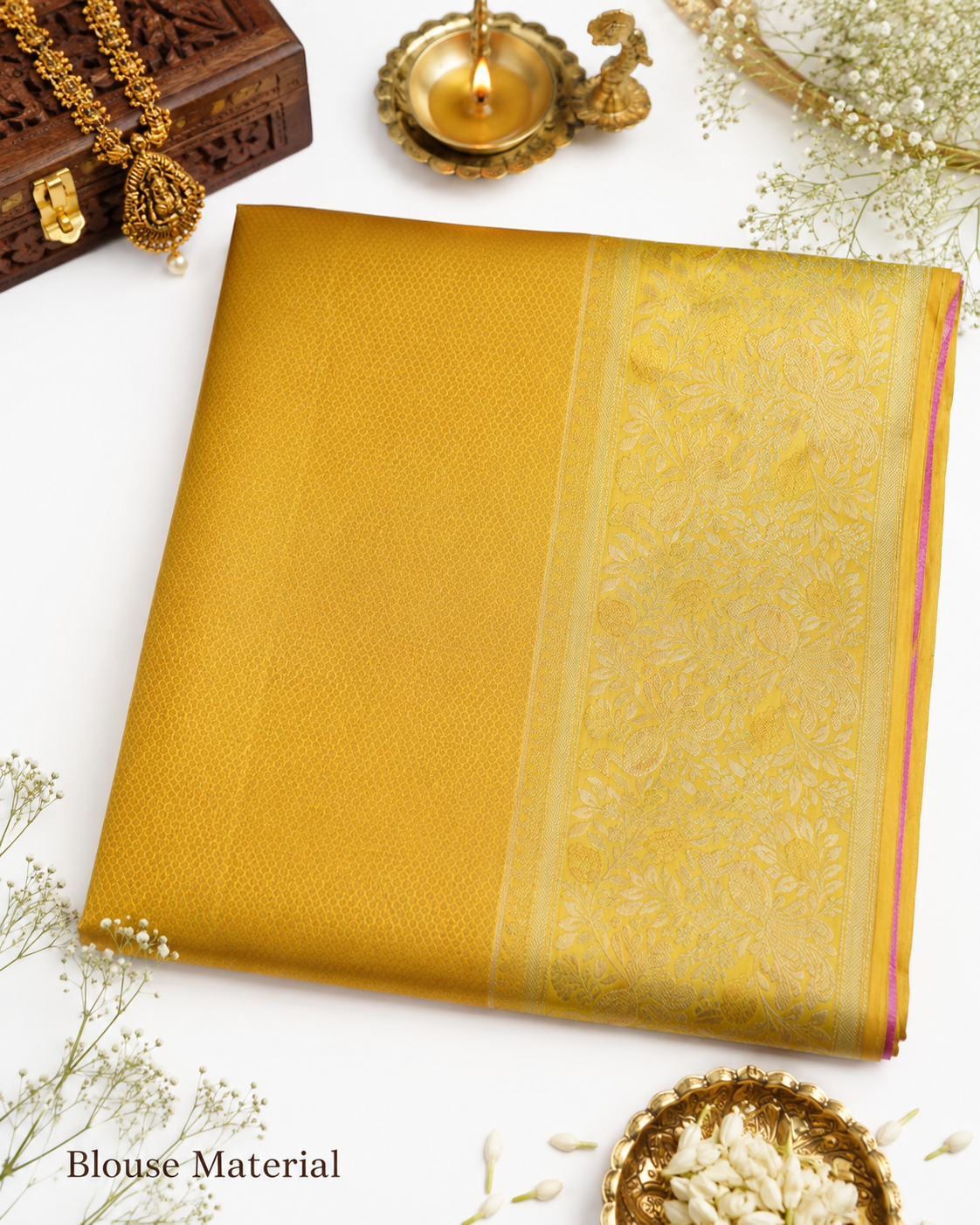 Peach Kanjivaram pure silk saree with gold zari — close-up detail 2 — Vasthara Boutique