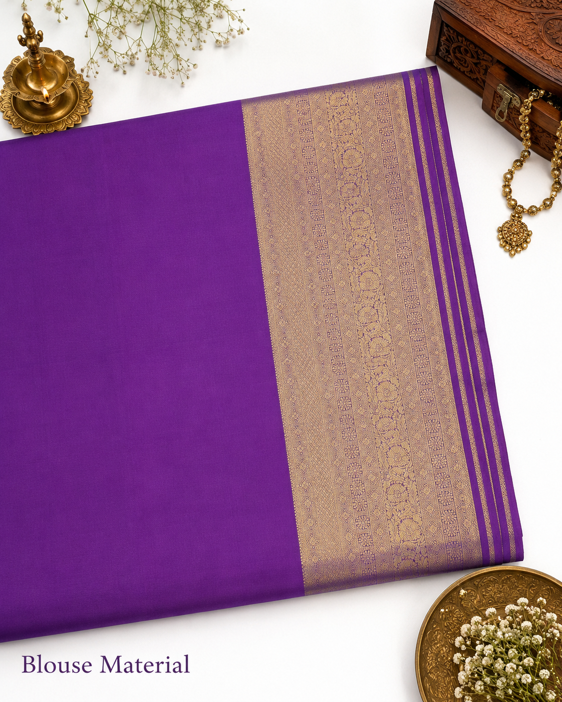 Peach Kanjivaram pure silk saree with gold zari — close-up detail 3 — Vasthara Boutique
