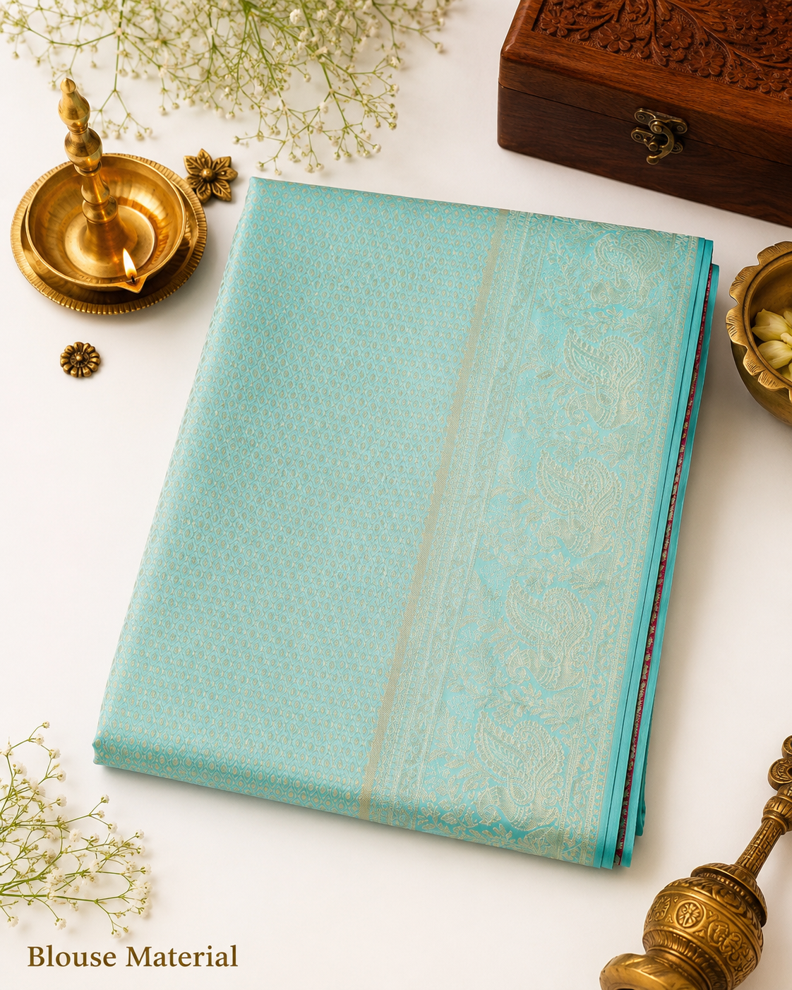 Pink Kanjivaram pure silk saree with gold zari — close-up detail 3 — Vasthara Boutique