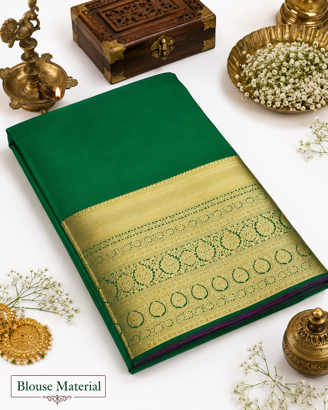 Plum purple Kanjivaram pure silk saree with gold zari — close-up detail 3 — Vasthara Boutique