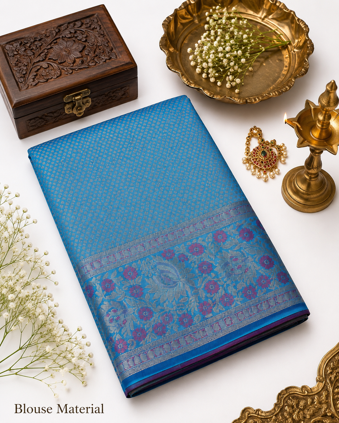 Purple Kanjivaram pure silk saree with gold zari — close-up detail 5 — Vasthara Boutique