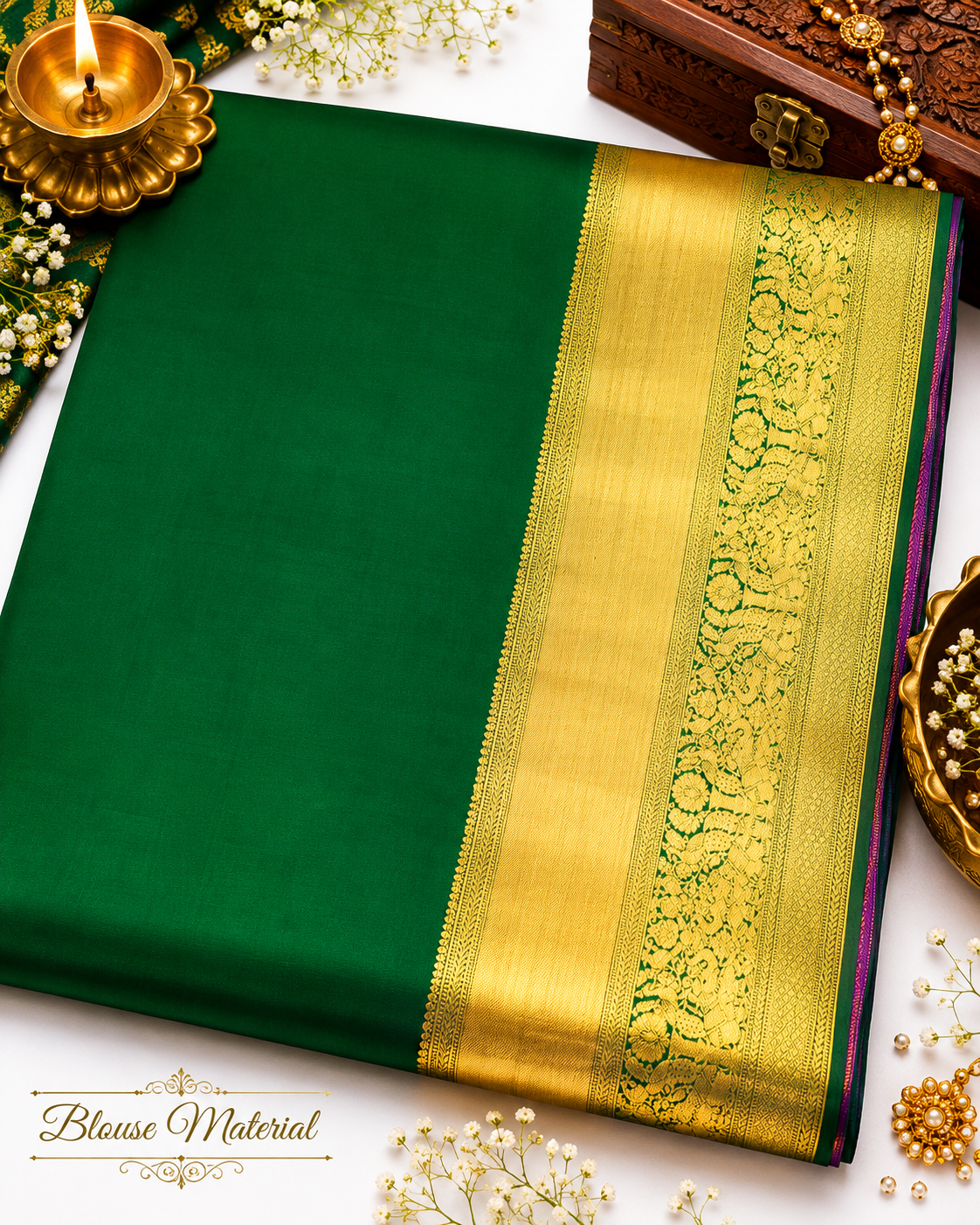 Royal purple Kanjivaram pure silk saree with gold zari — close-up detail 4 — Vasthara Boutique