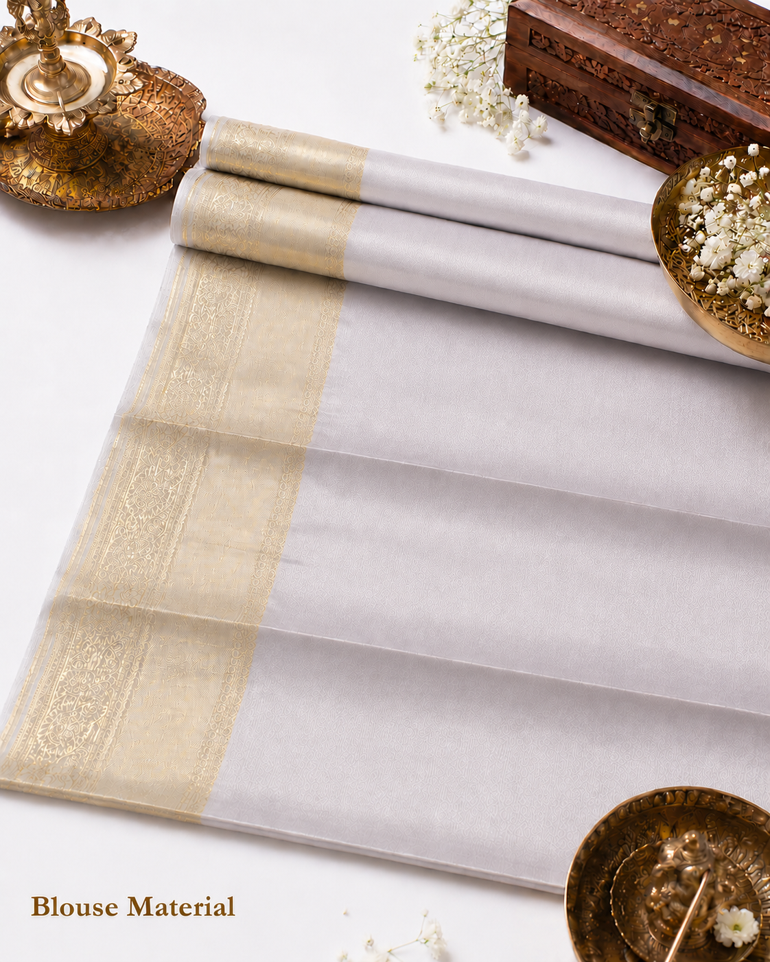 Silver Grey Kanjivaram Silk Saree